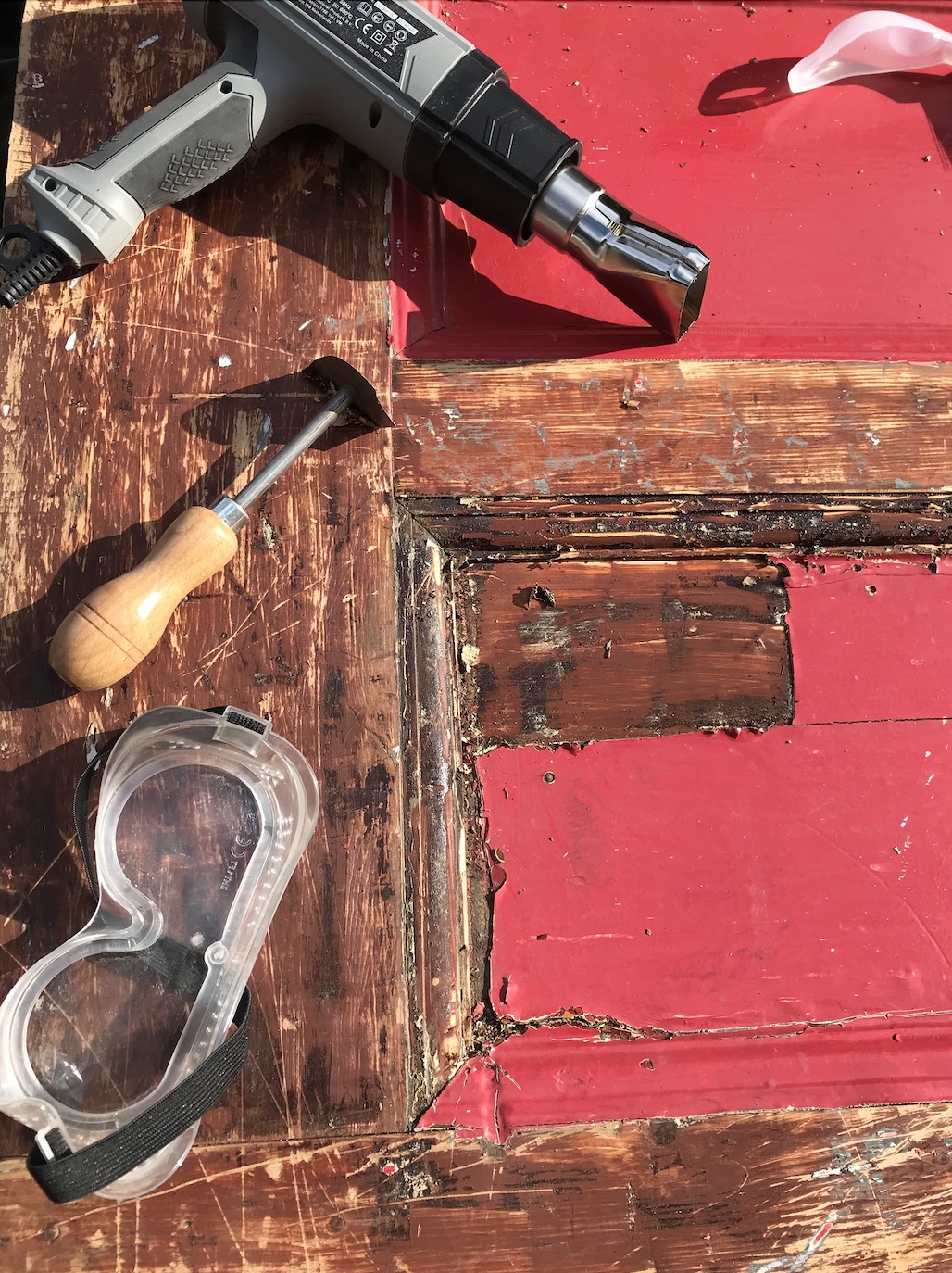 Salvaging and Stripping the old pub door progress
